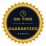 On-time guarantee badge for bathroom renovation Burlington
