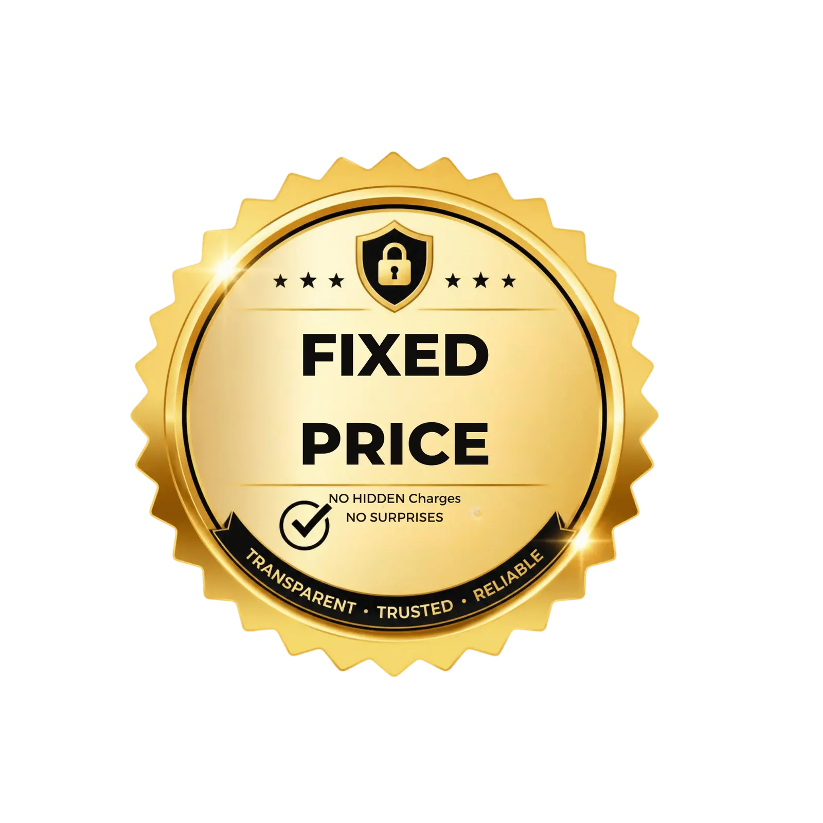 Fixed price badge with no hidden charges for bathroom renovation services in Burlington