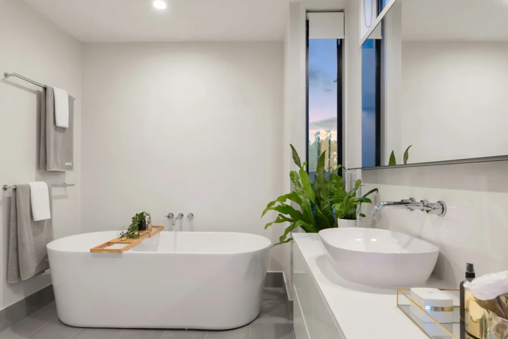 Bright bathroom shower renovation in Burlington with more usable space and proper waterproofing